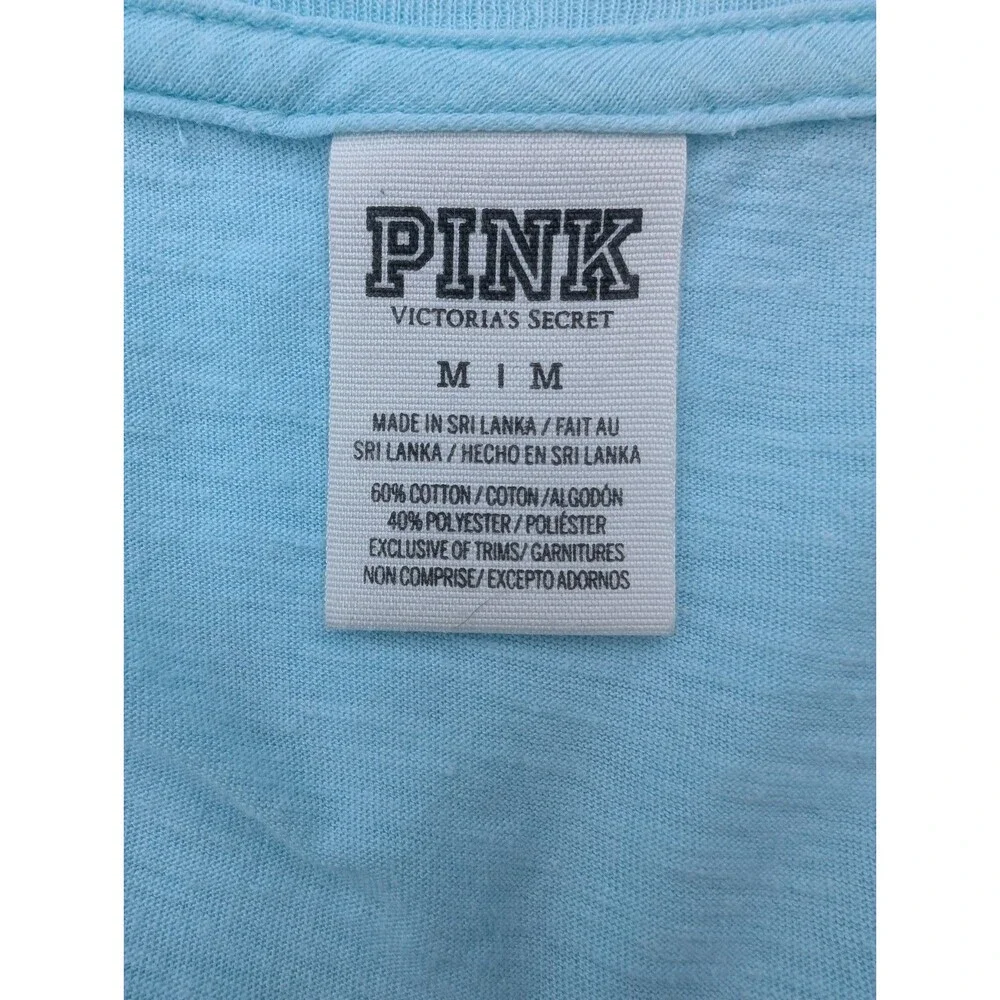 Victoria Secret PINK Long Sleeve Shirt Light Blue Size Medium Casual Basic - Picture 5 of 7